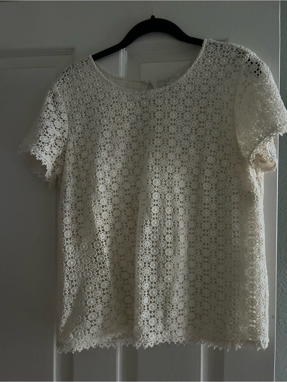 Joie Women's Ivory Crochet Lace Short-Sleeve Top with matching shorts